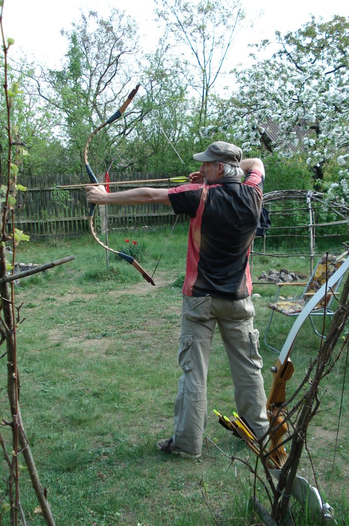Wolfrabe beim Bogenschießen